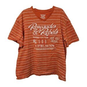 Parish Nation Renegades & Rebels T-Shirt Men's XXXL Orange Short Sleeve Striped*